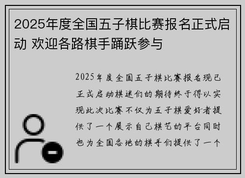 2025年度全国五子棋比赛报名正式启动 欢迎各路棋手踊跃参与