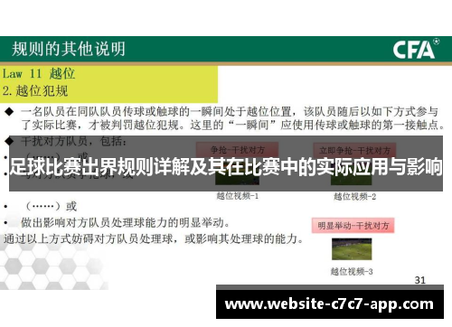 足球比赛出界规则详解及其在比赛中的实际应用与影响